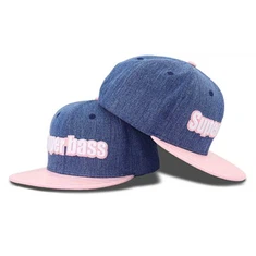 Tampa de snapback jeans de bordado rosa